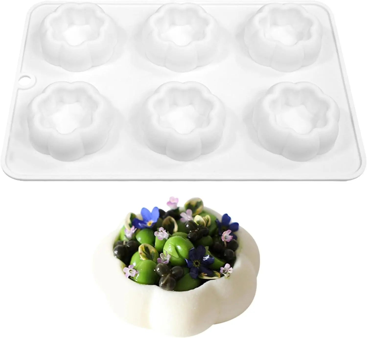 6-Cavity Flower Shaped Donut Silicone Mold Fondant Cake Mold DIY Chocolate Baking Tools Cake Decorating Accessories Baking Pan