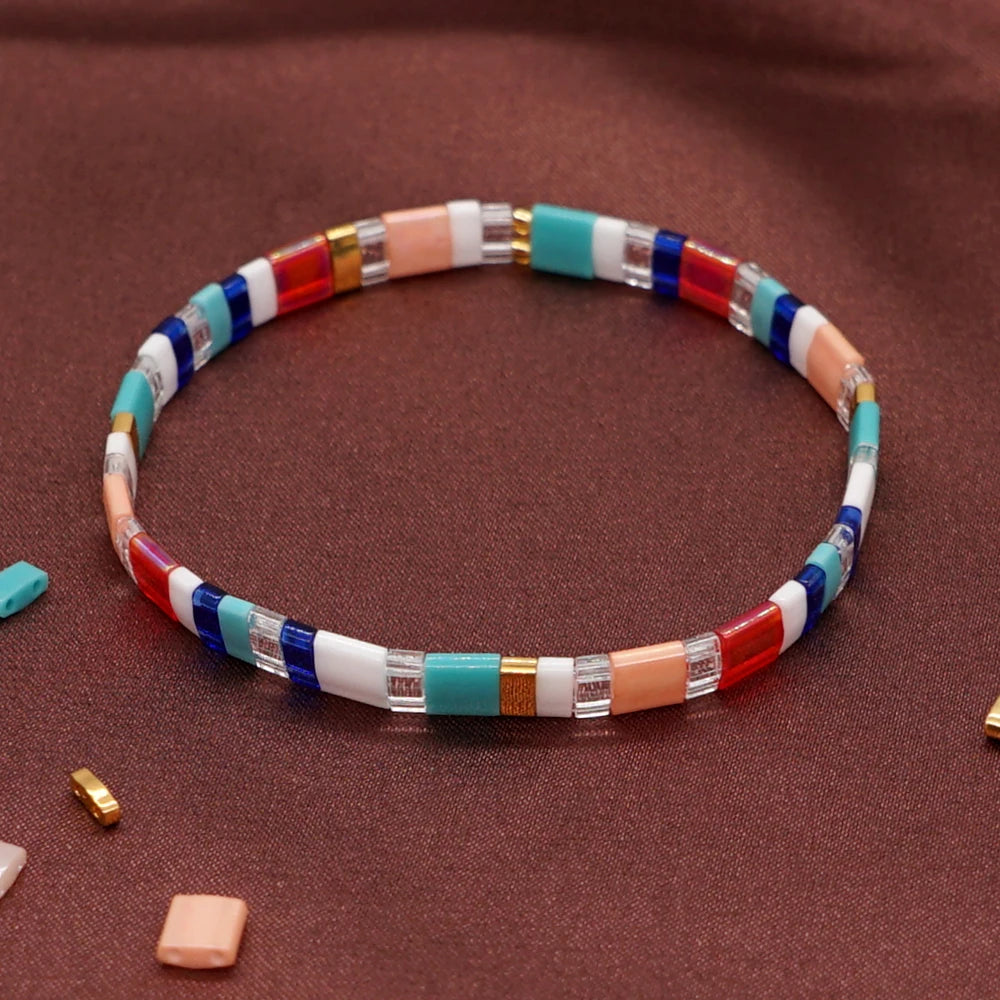 Go2boho Tila Beaded Bracelet Women Colorful Glass Square Beads Fashion Jewelry Summer Trend Adjustable Handmade Bracelet