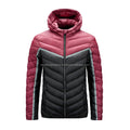 2025 Men's Fashion Ultralight Jacket Woven Fabric Plain Dyed Hooded Packable Warm Coat Front Logo Zipper Closure Street Wear