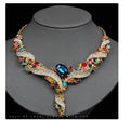 High-end Women's Flower Zircon Silver Plated Chokers Necklace Set Collar Chain Fashionable Colorful Jewelry for Party