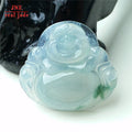 Myanmar Natural a Type Jadeite Jade White Pendant Ice-Like Floating Flowers Buddha Smiling Buddha Emerald White Pendant 11.58