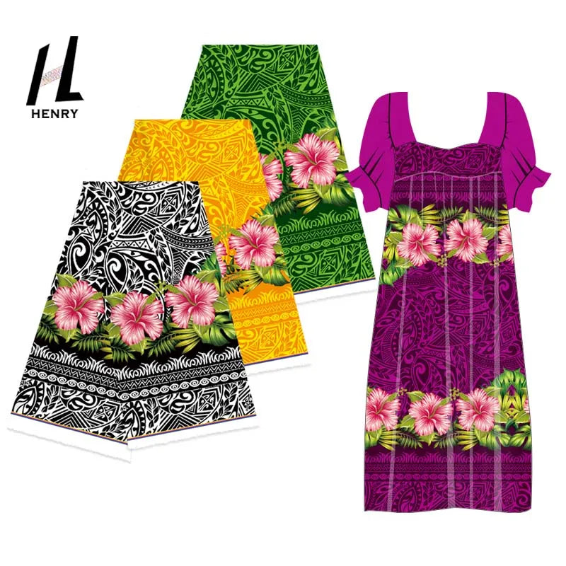Henry Polyester Printed New Design Polynesian Tattoo Fabric for Islander Dresses & Skirts