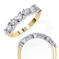 Women 14K Gold Lab Diamond Band Multi Shape Half Eternity Wedding Ring IGI Certified Trendy Eco-Friendly Lab Grown Anniversary