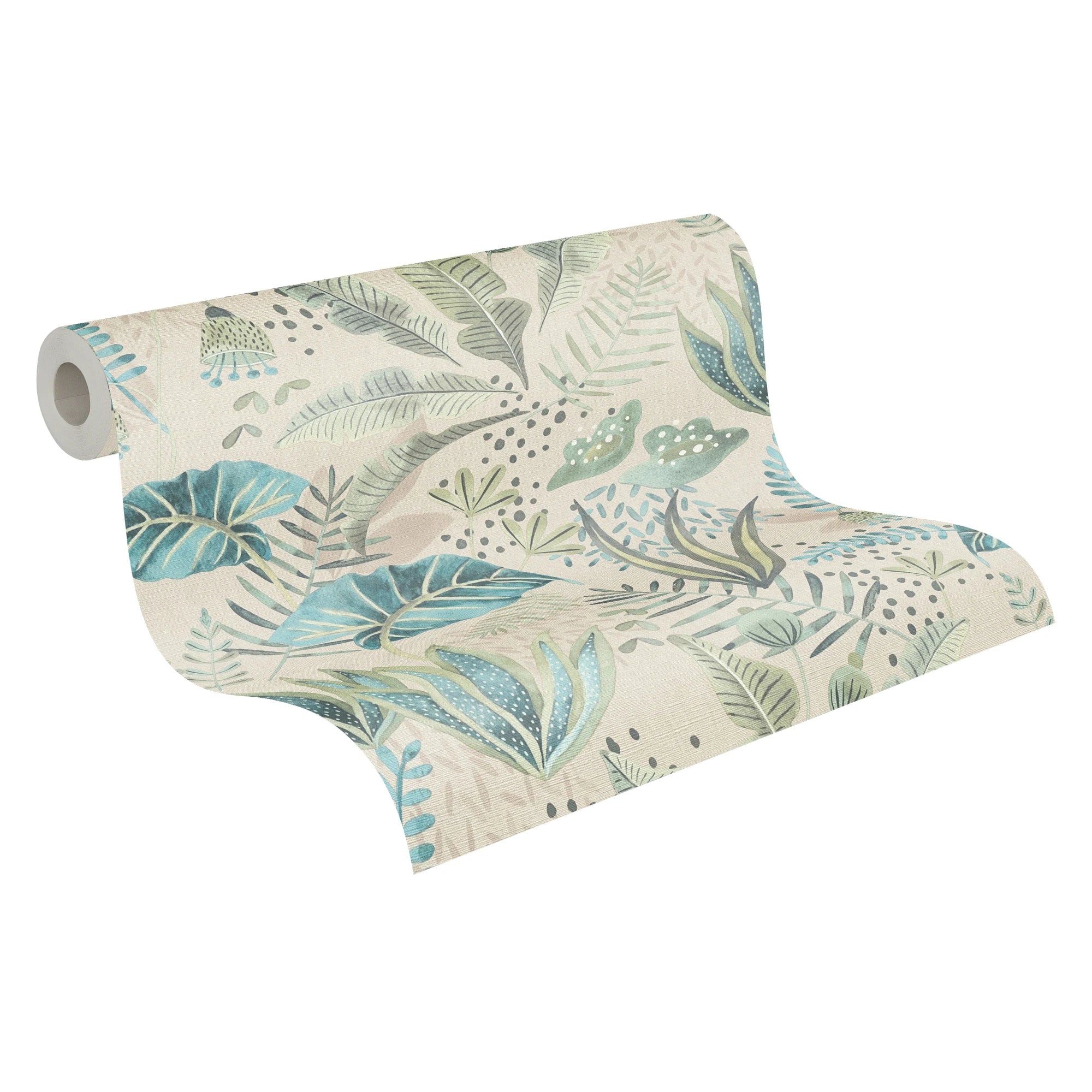 Made in Germany Modern Floral Wallpaper Rolls Beige Green Blue Non Woven Vinyl 10.05x0.53m for Kitchen & Hotel Use