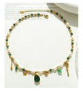 Small Baroque Turquoise Freshwater Pearl Neck Chain Court Style Design Commuting Simple Collar Chain Titanium Steel 18k