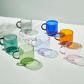 Custom Creative Glass Cup Heat-resistant Borosilicate Glass Coffee Mug Dishwasher Safe Colored Glass Water Cup with Handle