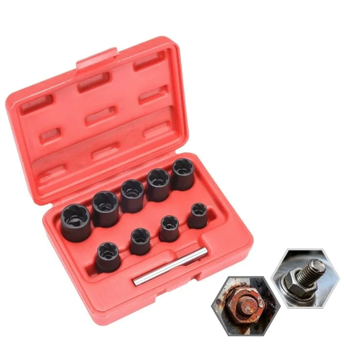 3/8" Industrial Stripped Screw Extractor Twist Socket Set 10-Piece OEM/ODM Customizable for Automotive Repair DIY Rusty Bolt