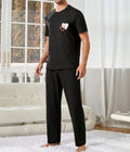 Mens Classic Pajama Set Short Sleeve Pajamas for Men Loungewear Casual Sleepwear Pjs Set With Pocket