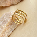 Fenyi Wholesale Jewelry Retro Exquisite Fashion Trend Hollow Unique 18K Gold Plated Stainless Steel Open Bracelet Ring Set