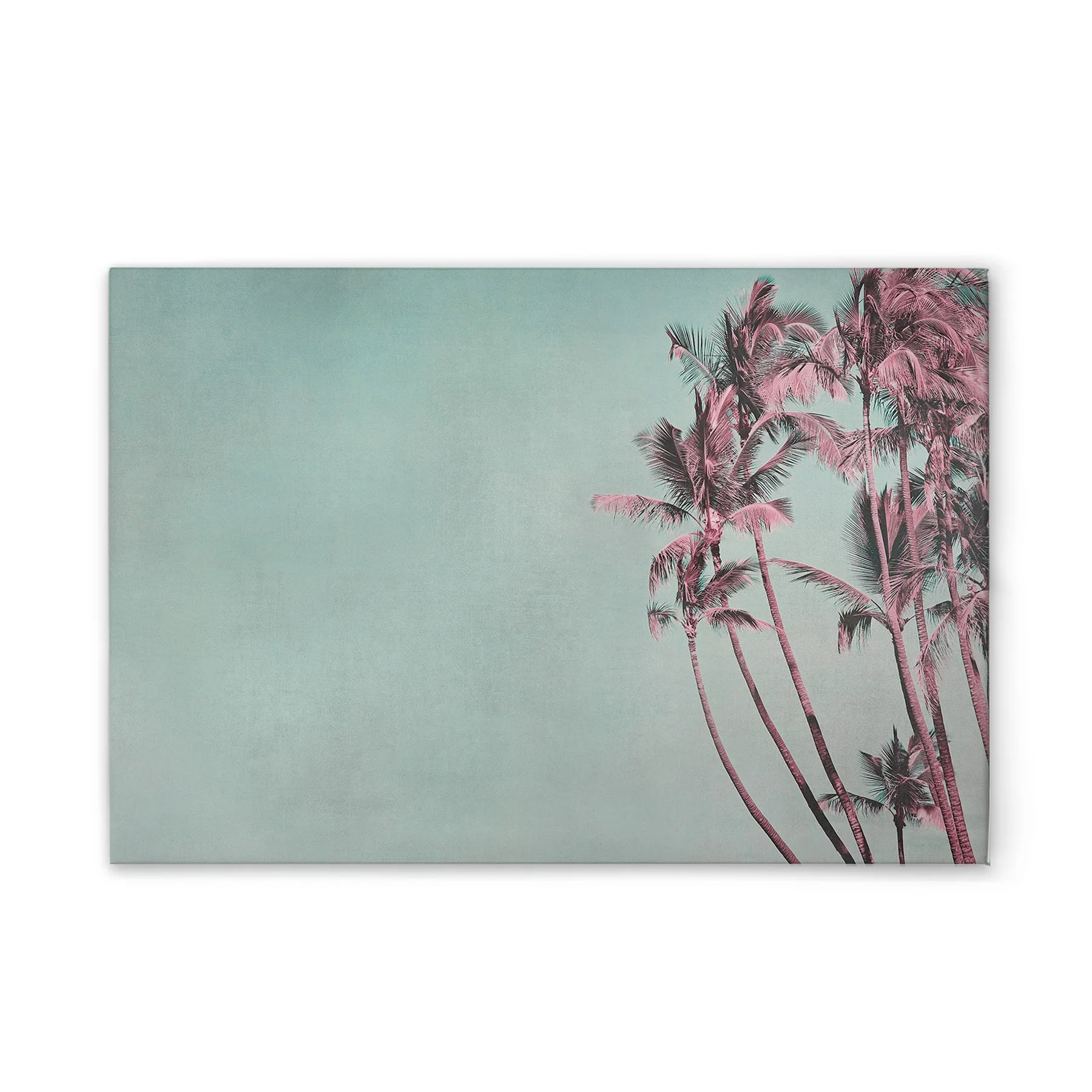 Modern Hanging Wedding Wall Art-Made in Germany Canvas on Stretcher Frame with Tropical Breeze Design in Blue and Pink