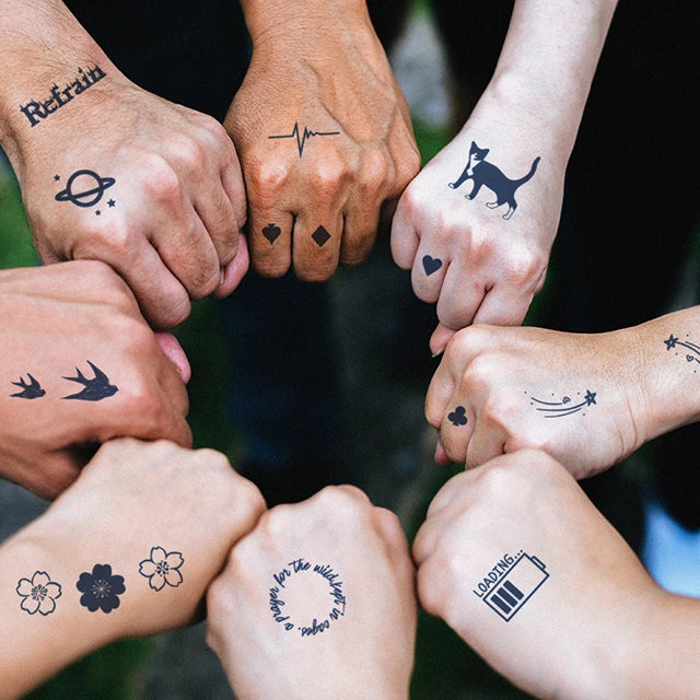 Cute Design Blue Black Gardenia Inkbox Temporary Tattoo Stickers Fashion Water Transfer Herbal Tattoo for Women