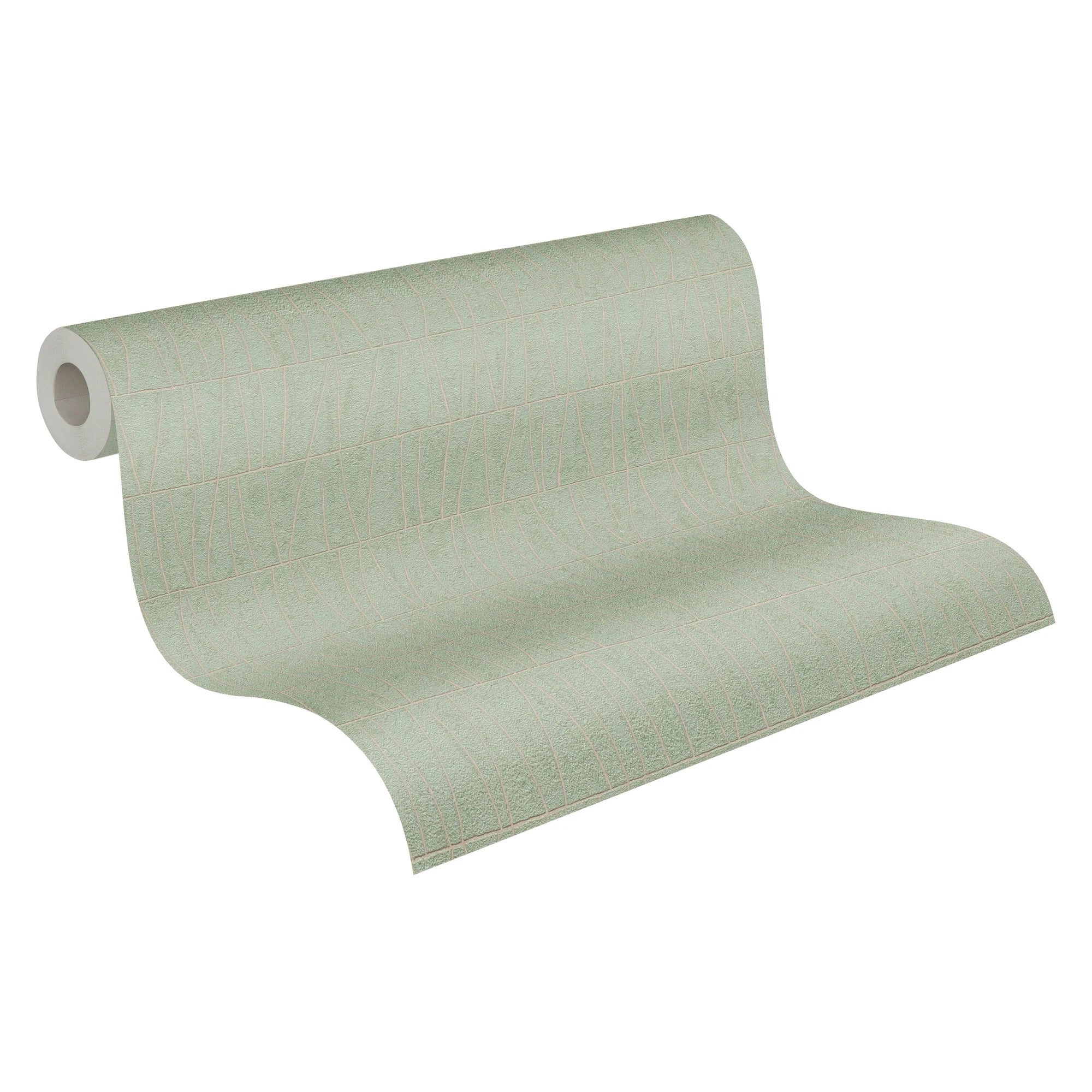 Made in Germany - Wallpaper rolls Graphic Green Gold - Non Woven Vinyl - Modern Wallpaper Metallic for Walls - 1005 x 053 m
