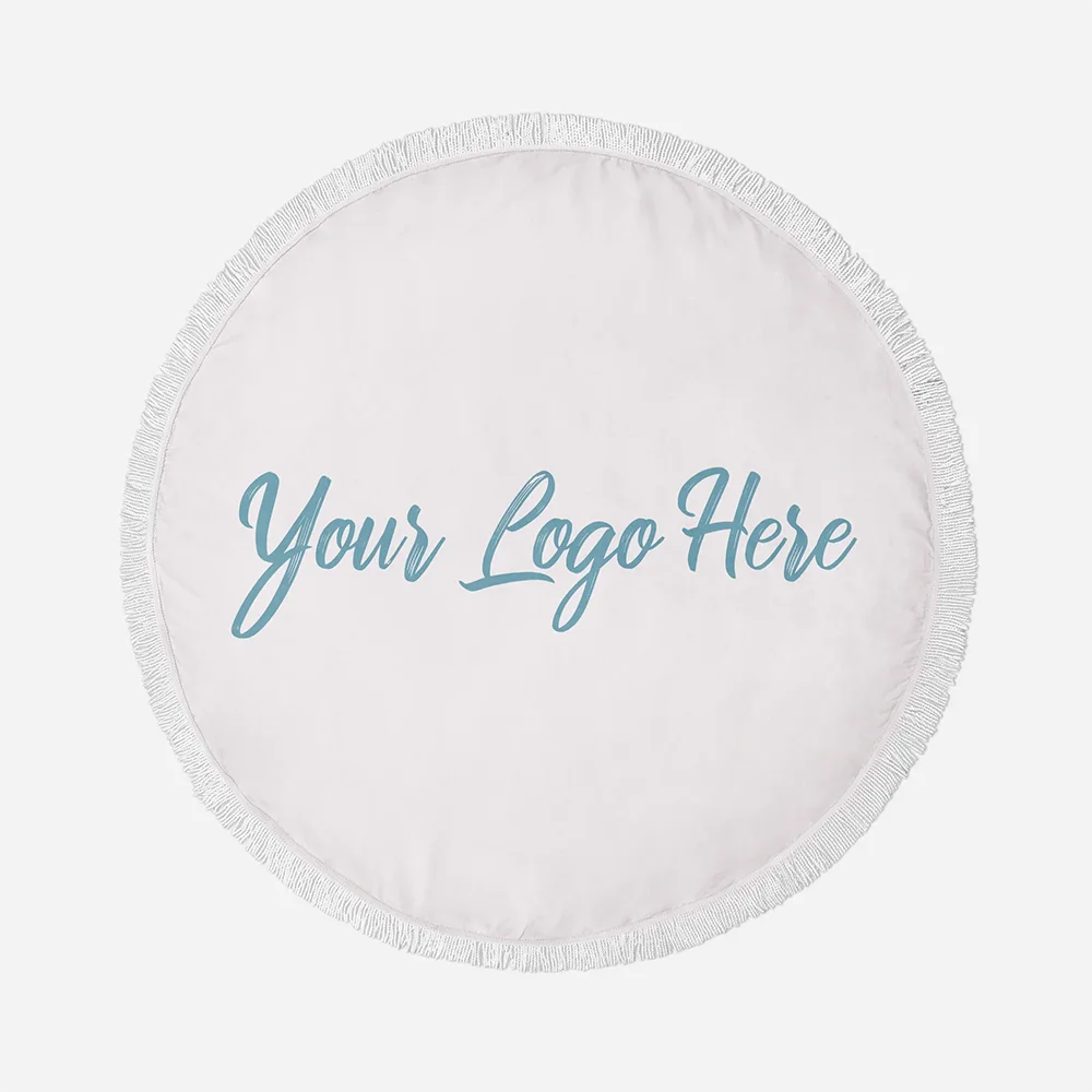 Custom Logo Printed Round Fringe Beach Towel Sand Free Quick Dry Microfiber for Summer Activities