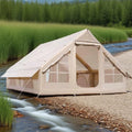 Portable Inflatable Family Camping Tent Waterproof Oxford Cloth Four-Season Outdoor Stylish Roof Two Bedrooms Quick Setup 8-10