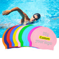 Swim Cap Manufacturer Small MOQ Professional Waterproof 55g Swimming Cap Silicone logo Custom Bulk Printed Swim Caps for Adult