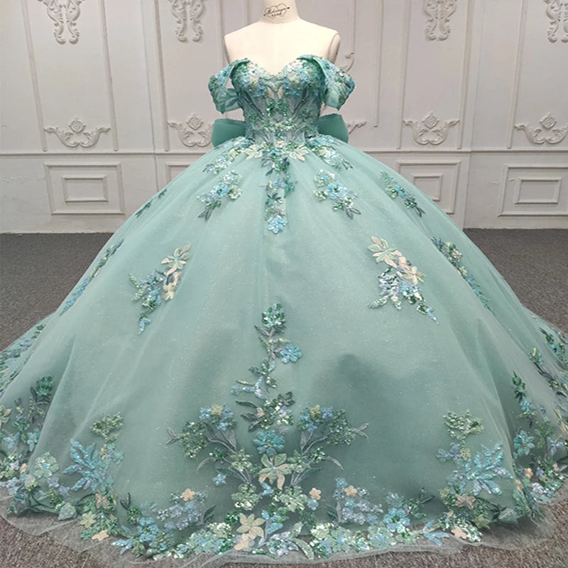 9916-1 Latest Design Fashion Applique Green Party Gown Women Banquet Backless Evening Dress