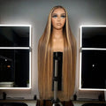 Highlight 100% Virgin Blonde Vietnamese Straight Human Hair Wigs with Glueless HD Lace Front Cuticle Aligned for Women