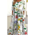 2025 Summer New Women's Dress: Loose Casual Stylish High - End Crew - Neck Printed Dress with a Loose Waist