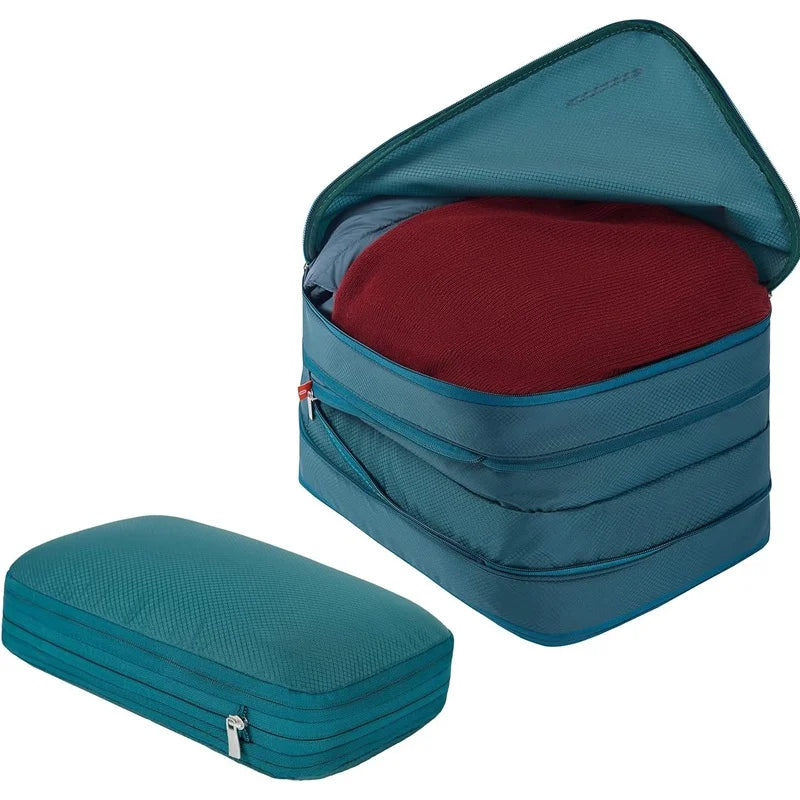 Large Capacity Double Layer Nylon Storage Organizer Set Fashionable Travel Compression Storage Bag Zipper Closure Custom Pattern
