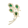 Wholesale Rhinestone Women Crystal Flower Green Gemstone Brooch Pin for Hijab