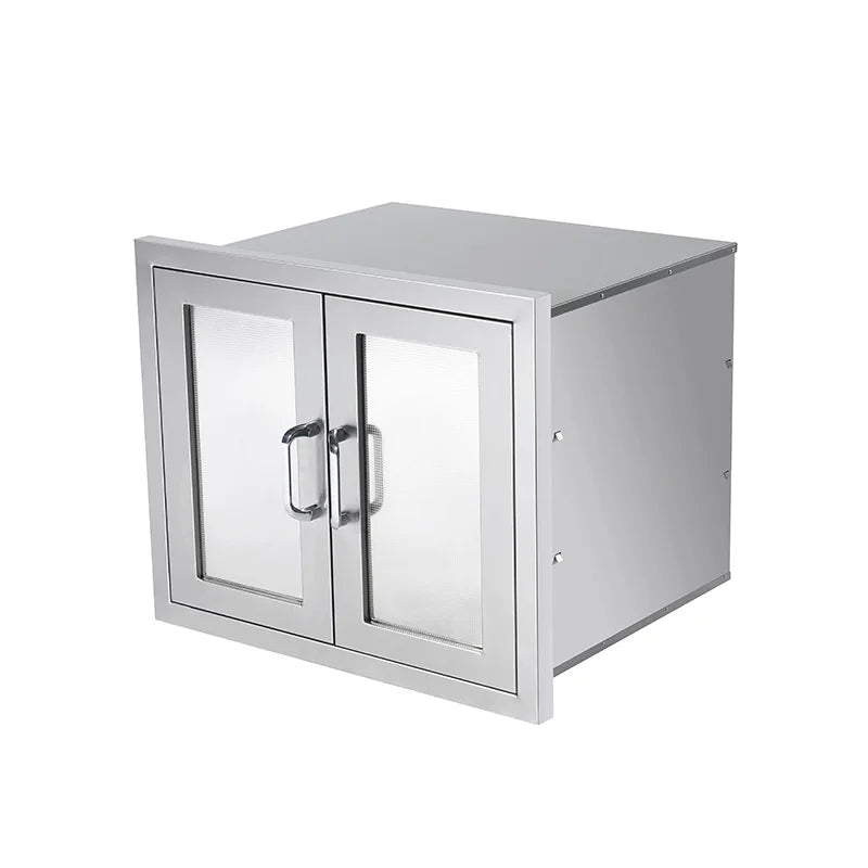 Self-Closing 304 Stainless Steel Double Door Drop-In 30'' W X 24'' D Access Wide Application for Outdoor Kitchen BBQ Islands