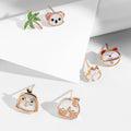 18K Cute Cartoon Animal Stud Earrings with Zircon Saudi Gold Jewelry Pawnable 18k Oro 18k Original Au750 Gold 18k Real MegaBDM