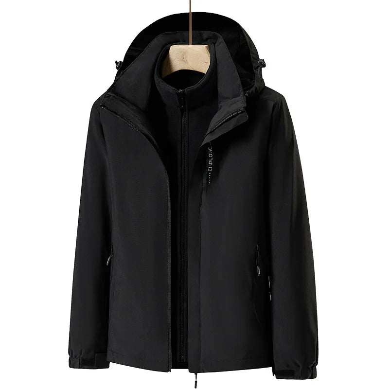 SK Men's All-Match Zipper Winter Coat High Waterproof Three-in-one Leisure Windproof Mountaineering-Unisex Polar Fleece Jacket