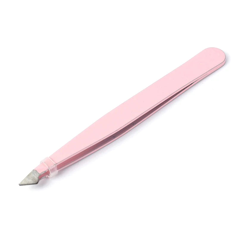 Private Label Stainless Steel Eyebrow Tweezers Slanted Tip Custom Logo Reusable Eco-Friendly Lightweight OEM Accepted Eyebrow