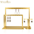 WYP Metal Gold-plated Jewelry Display Holder Earring Hanger Earrings Rack with Base for Pendant Necklace Headpiece