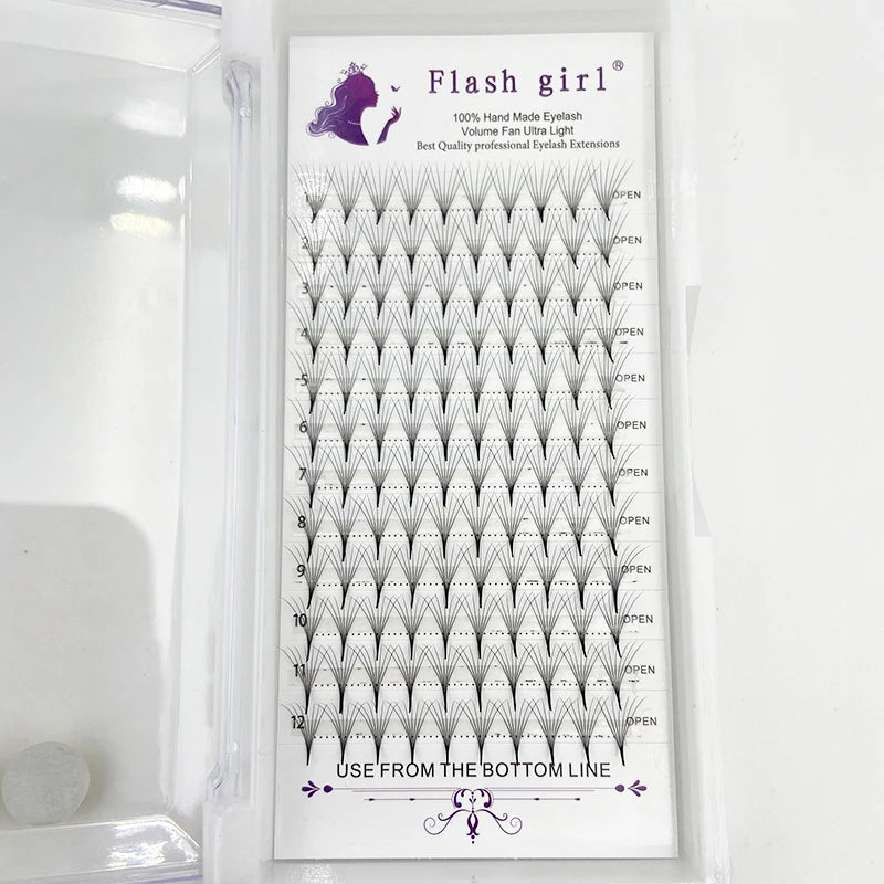 Private Label Premade Fans Eyelash Extensions Silk Matte Premade Fans 0.05/0.07mm Thickness 10D Long Thin Stem Premade Fans MegaBDM