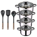 8-piece stainless steel cookware set suitable for induction cooktops San Ignacio Premium Collection + Bergner Copper 3-piece