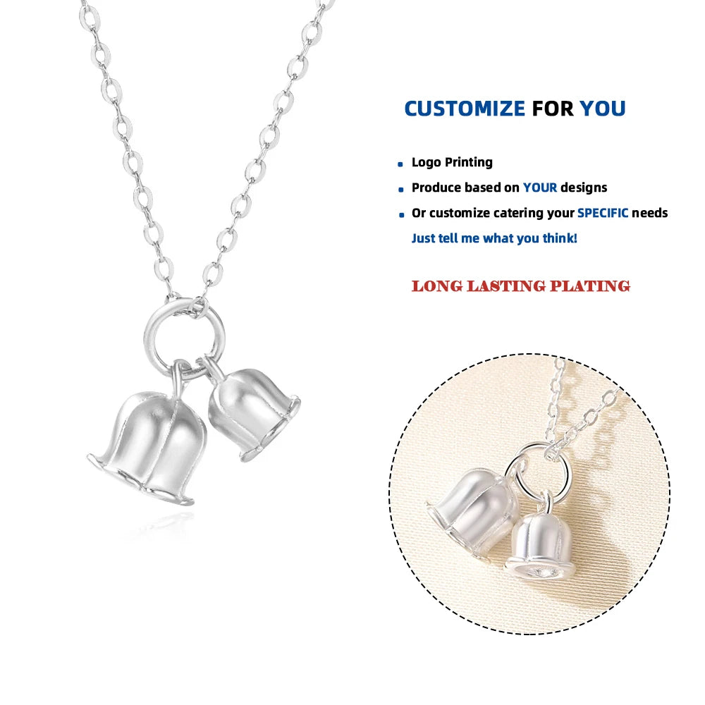 DY912 Exquisite Lily of the Valley Pendant Necklace for Women Cute Elegant 925 Sterling Silver Flower Necklaces Lady Gift