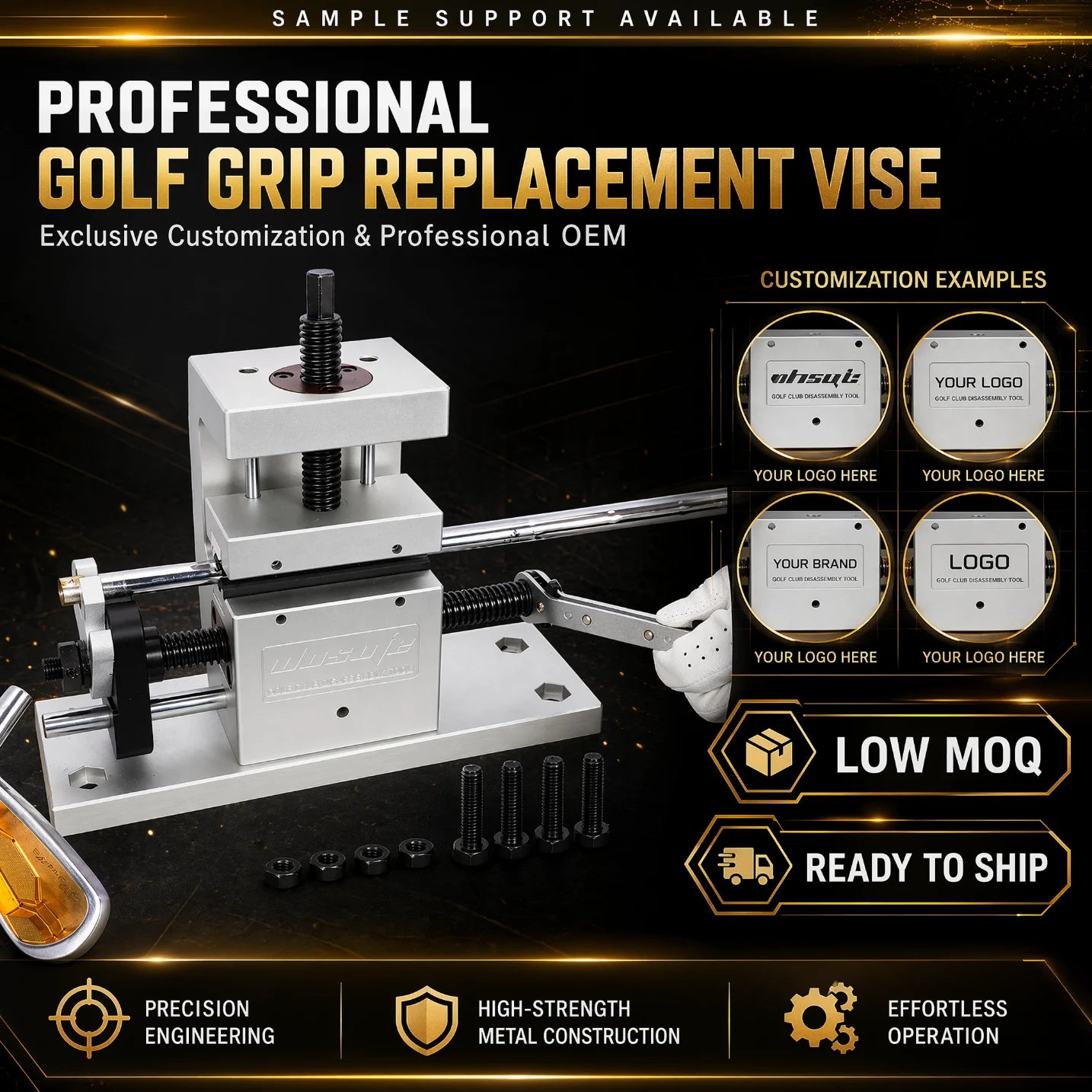 Aluminum Golf Shaft Vise Clamp Laser Engraved Logo Head Removal Repair Tool Original Equipment Manufacturer Golf Workshop Supply