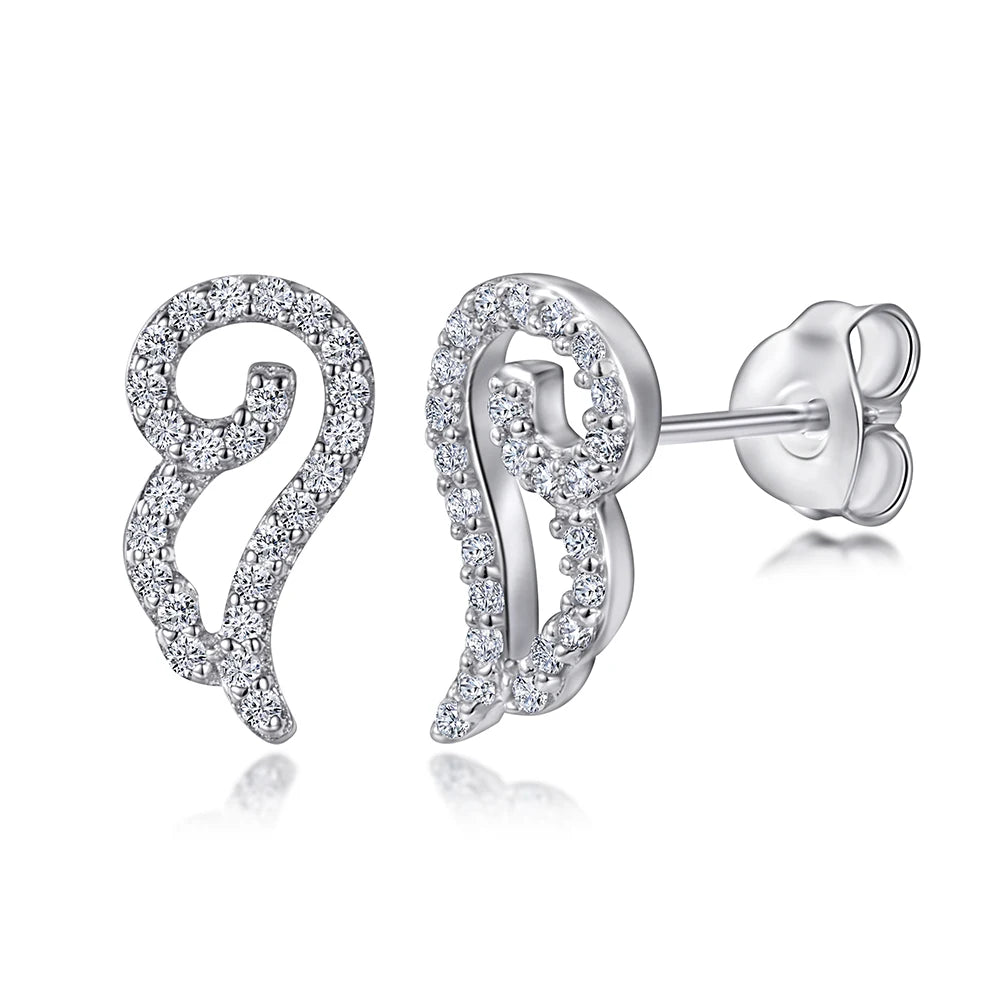 Hot Sale Wholesale Earrings 925 Silver Wing Shape Stud Earring for Women Zirconia Gold Plated Custom Fine Jewelry Earrings