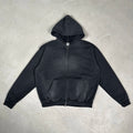 Custom Logo Men's Spray Washed Zip HoodieRaw Edge Vintage Streetwear Wholesale Casual Sweatshirt