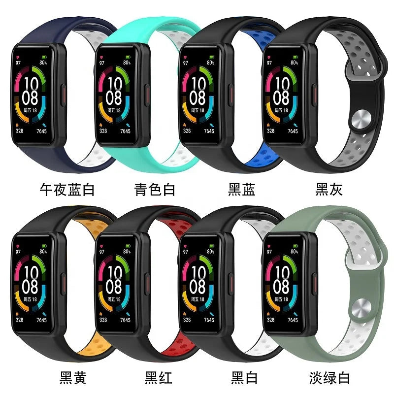 Silica Gel Straps for Honor Band 7 for Huawei Band 6Pro and 6 Wristbands Rubber Replacement Straps