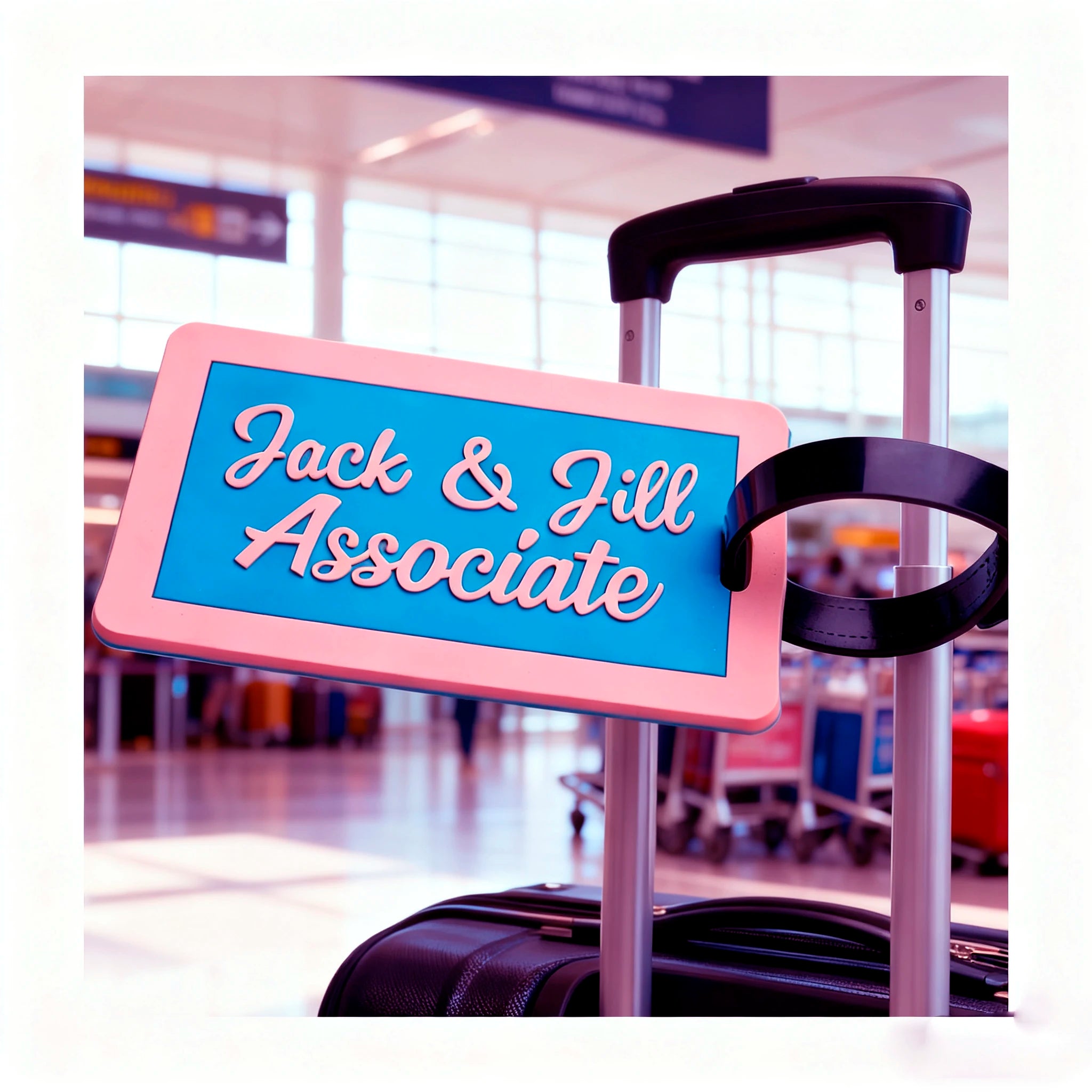 New Design Pink Jack and Jill Associate Luggage Tag Greek Letters Sorority Luggage Tag with Strap