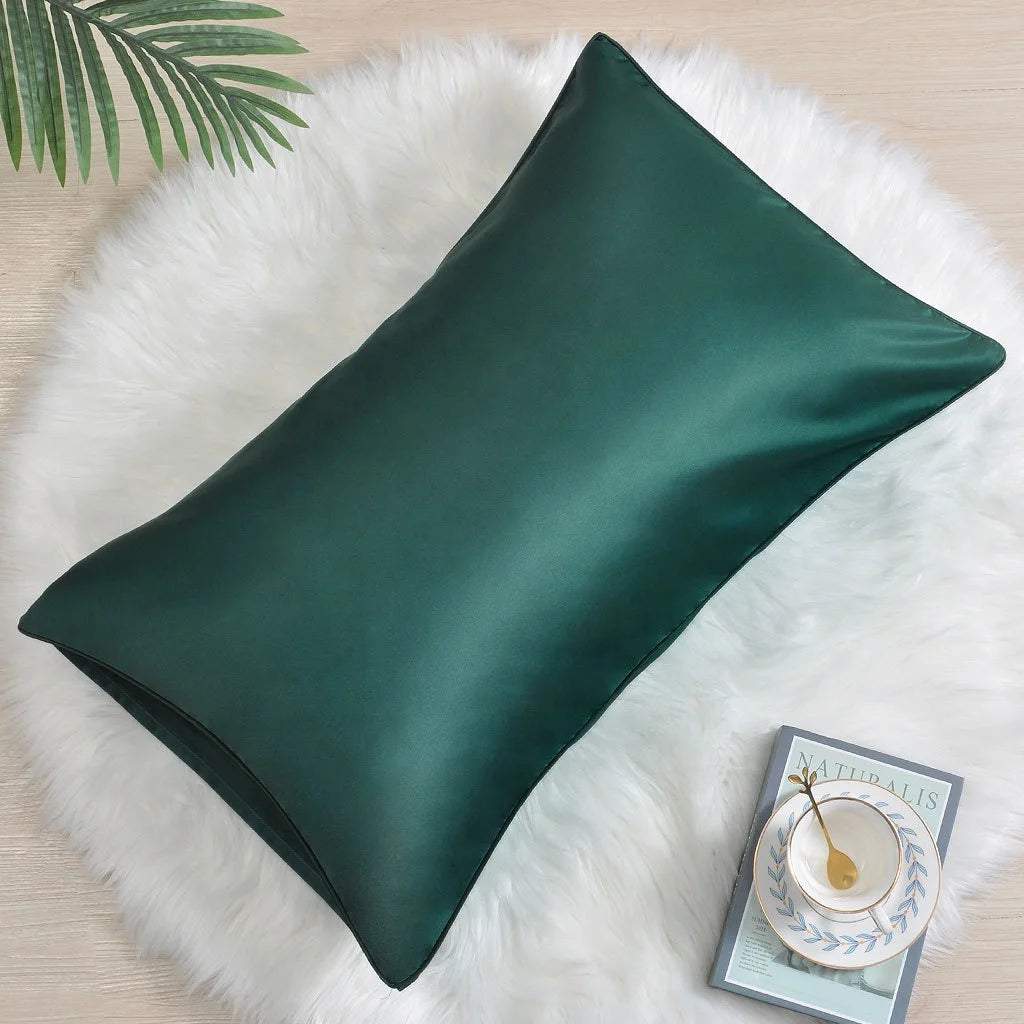 Custom Logo Embroidered Envelope Luxury Polyester Satin Moisture-wicking Throw Pillowcases Pillow Covers