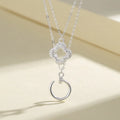 Cubic Zircon Flowers and Circles Pattern Sterling Silver Fashion Jewelry Girls Necklaces