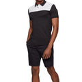 New Wholesale Men's Casual Cotton Polo Shirts Panel Zipper Placket T-Shirt Two-Piece Short Set Custom Print Breathable Quick Dry
