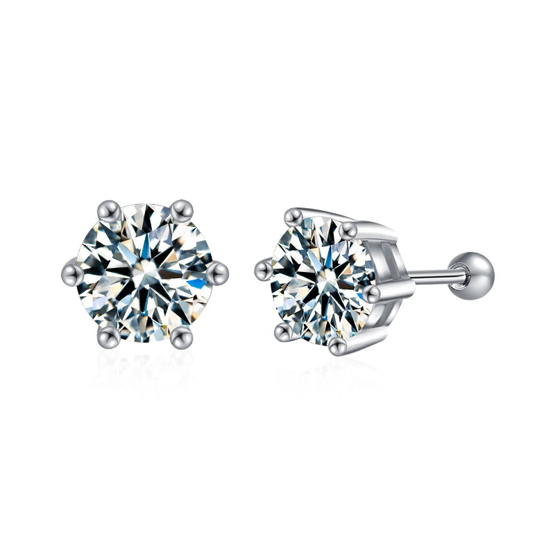 XEZ064  Classic Design 925 Sterling Silver Wedding Engagement Diamond Moissanite Stud Earrings