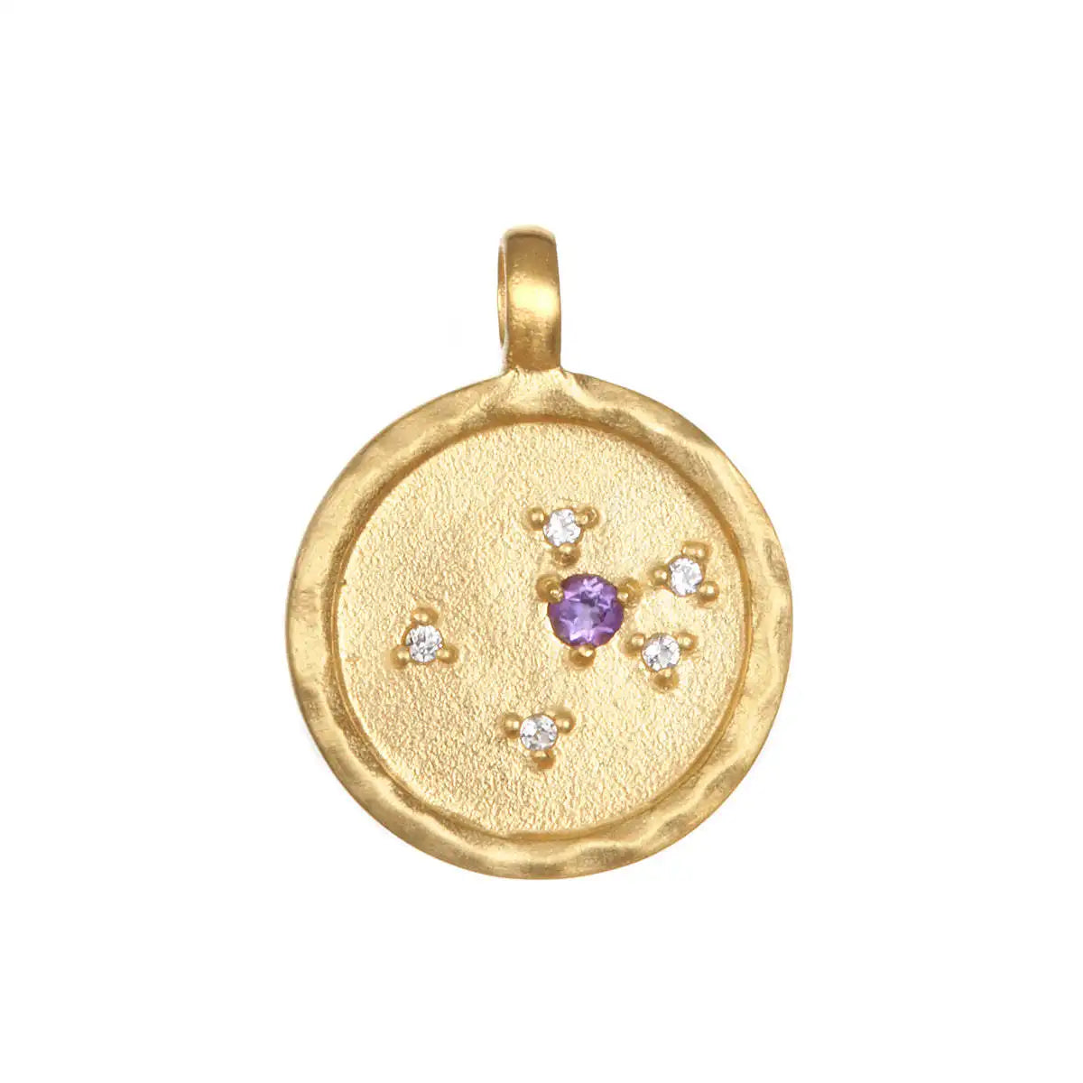 18K Gold Filled Horoscope Astrology Round Zodiac Pendant Necklace 12 Zodiac Sign Zircon Birthstone Necklace for Women Jewelry