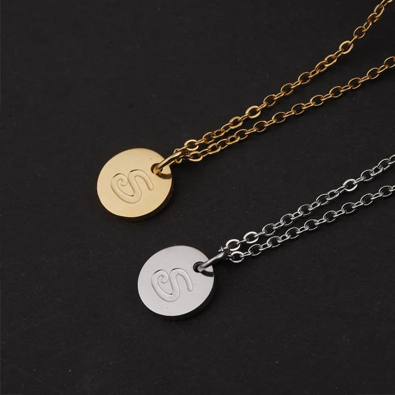 Round 304 and 316 Stainless Steel Gold Plated Link Chain Romantic A-Z I-q-o-s Necklaces