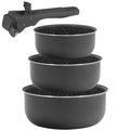 Bergner Click&Cook Set of 3 saucepans 16/18/20cm pressed aluminum suitable for induction black WITH handle