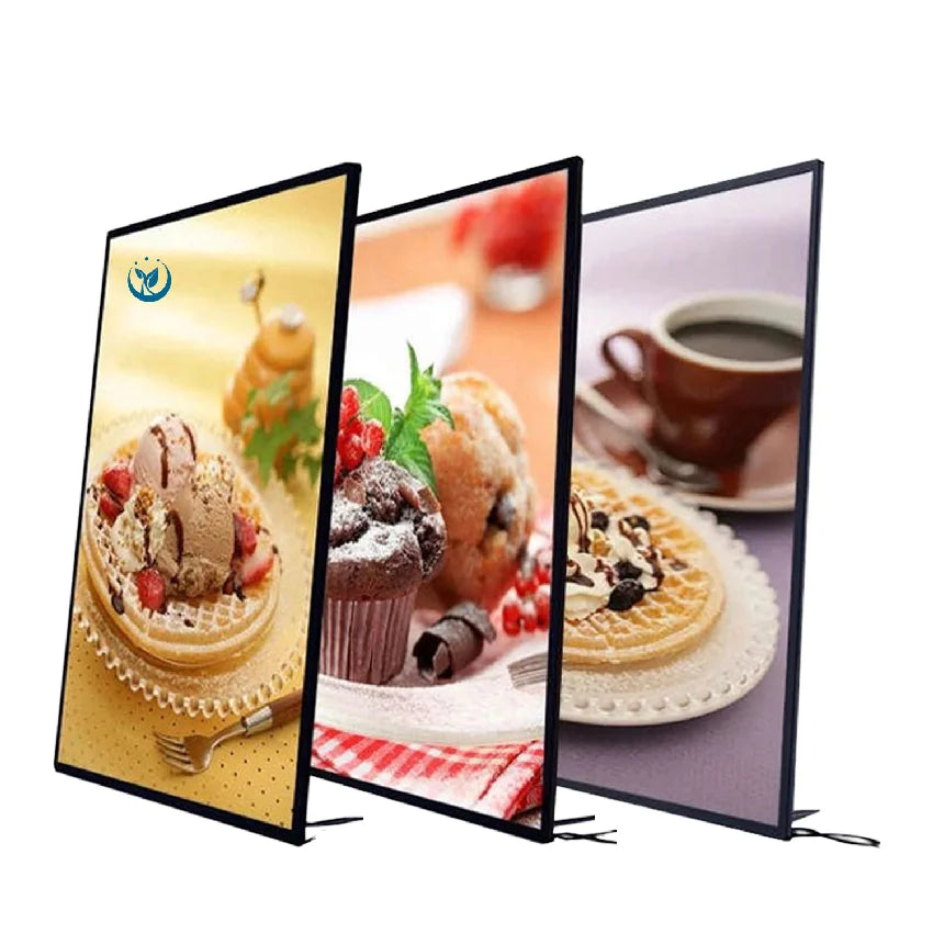 Ultra Slim A4 Size Aged Brass Desktop LED Advertising Frame Tempered Glass Light Box for Restaurant Menu Exhibit Low Power
