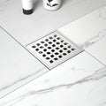 Direct Shipping US Market Modern 4"x4" Stainless Steel Square Drain for Shower Floor Design Plastic Base for Bathroom