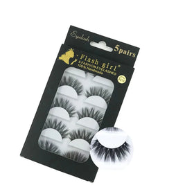 Flash Girl F Series Factory Wholesale Price Natural 5 Pairs 3D Mink Eyelashes 5 Models 5 Pairs Eye Lashes with Lashes Black Box