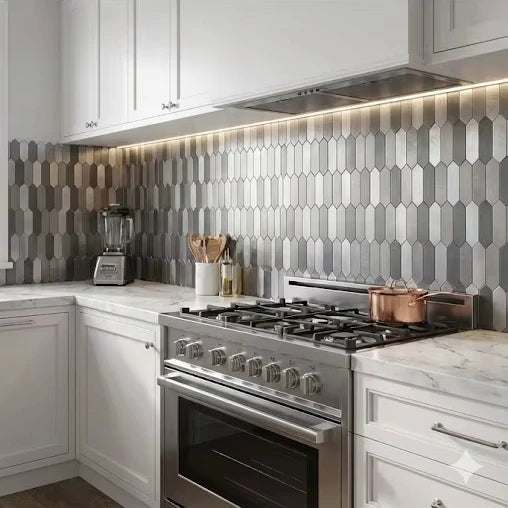 Modern Kitchen Wall Panel Self Adhesive Peel & Stick Mosaic 4mm with Graphic Design