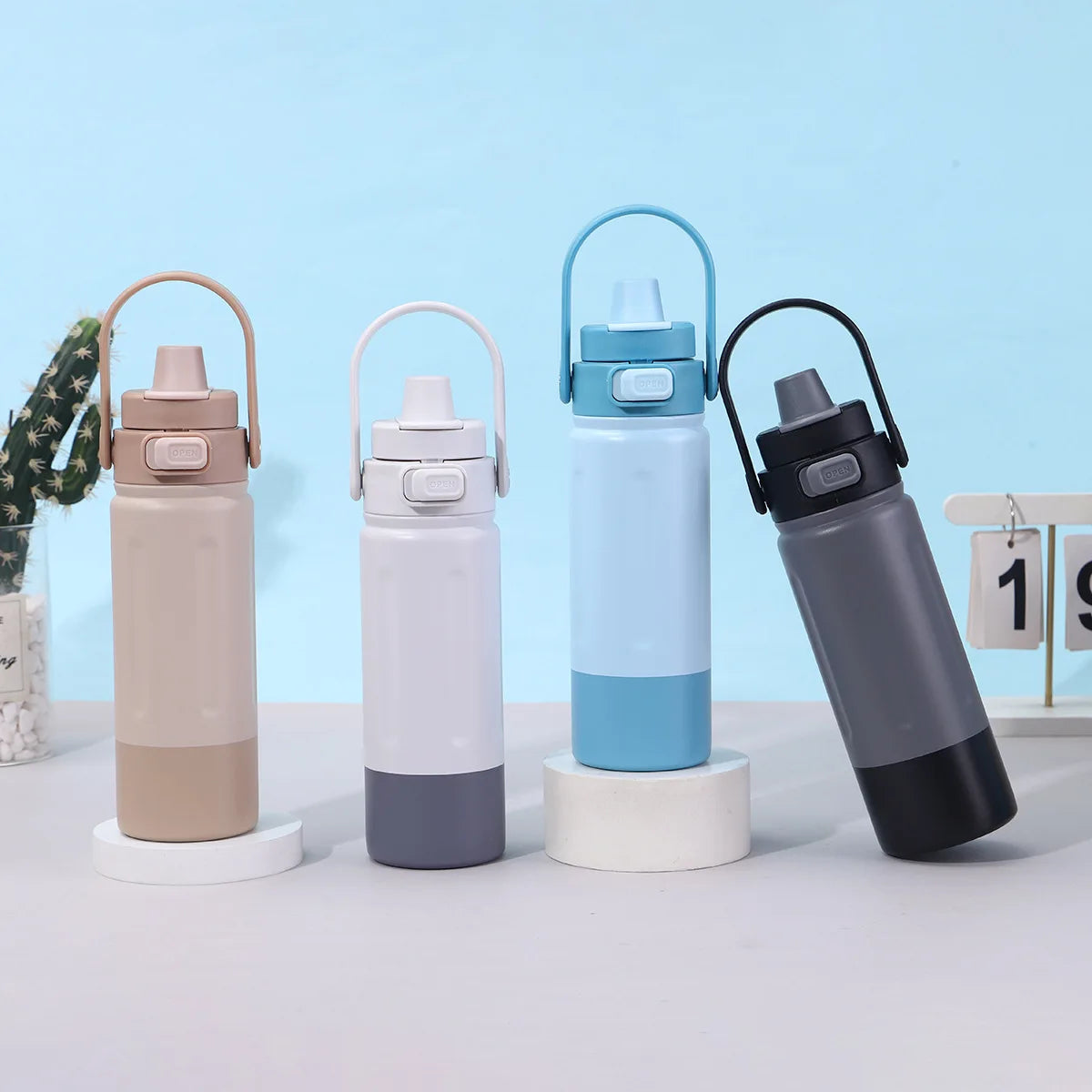 Large Capacity 600ml/1100ml Stainless Steel Vacuum Insulated Water Bottle with Straw for Outdoor Hiking Cycling and Sports MegaBDM