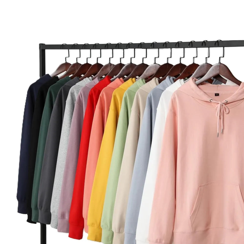 Bangladesh China Factory Price OEM 300g Cotton Hoodie 23 Colors Long Sleeved Loose Fit Hoodie Sweatshirt Customizable Hoodie